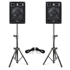 MAX SP12 Passive PA Speakers 12" DJ Disco Sound System w/ Stands & Cables