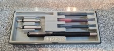 PARKER Calligraphy Fountain Pen Set 3 Nibs 3 Cartridges Case. rec m