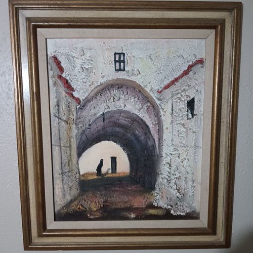 Mixed media painting temple - mixed, of