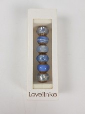 Box of 6 Lovelinks Glass & 925 Silver Charm Bracelet Beads Blue Jewellery 