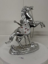 Vintage Rearing Marly Horse Silver Figurine Polished Aluminum Sculpture