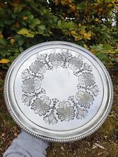 16" Antique Victorian Silver Plate Plated Drinks Serving Tray Ball & Claw Feet