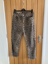 Zara Straight Leg, Leopard Print Trousers/Jeans. Size EUR 40 UK12