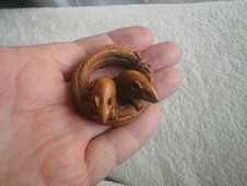 Hand Carved wood netsuke mice