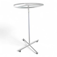 White Circular Clothes Rail Stand 360° Adjustable Height Retail Display Rack