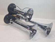 130dB Triple Thunder 3-Tone Train Air Horn -12v/24v Solenoid -Chrome Finish