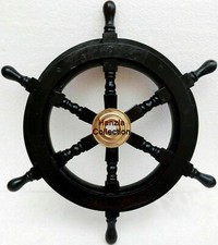 18" Brass Nautical Boat Ship Steering Pirate Maritime Wooden Ships Wheel Décor