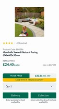 6.48 SQM of Marshalls Saxon Natural Paving 600X600X35MM (16 X Full, 4 X 1/2 Cut)