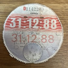 Old Tax Disc December 1988