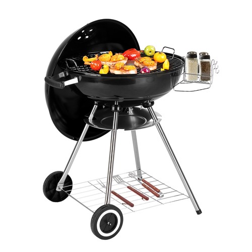 Black portable round kettle - black,