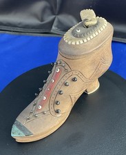 Wooden Desk Top Snuff Box In style Of Shoe With Dice Set In Sole