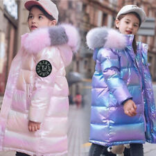 Winter Girls Warm Coat Hooded Faux Fur Parka Kids Travel School Jackets Outwear