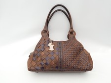 Vintage Radley Shoulder Bag Slouch Hobo Woven Leather Brown Medium Large