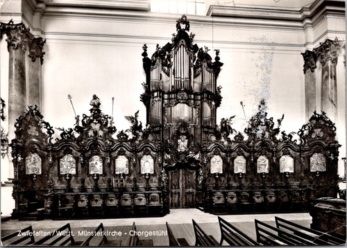 Ornate choir stalls pipe organ - ornate,