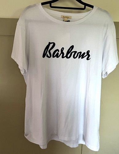 Barbour womens white logo crew - womens,