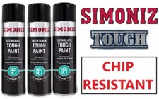 3 x SIMONIZ 500ml TOUGH Satin Black Paint Quick Drying Durable Chip Resistant