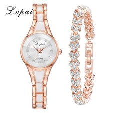 Watch&Bracelet Chronograph Style Band Bling Women Ladies Wristwatch Gift/Box