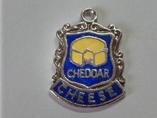 Silver cheddar cheese travel shield for charm bracelet ladies rare