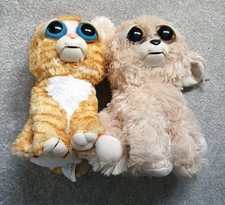2x Feisty Pets  Ginger cat soft toy plush showing his teeth changing expression 