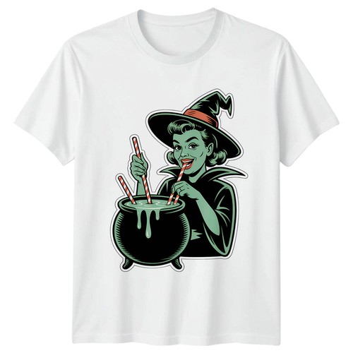 Retro witch drinking - retro,