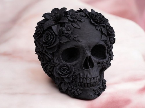 Floral skull ornament - floral, gothic