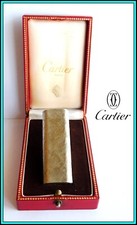 Original MUST DE CARTIER SILVER Plated Oval Gas Lighter w/box - JUST SERVICED
