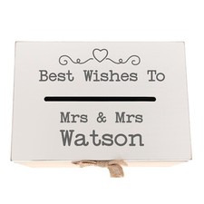 Mrs & Mrs Wedding Card Post Box | Gay Wedding Wooden Memory Gift Box Card Holder