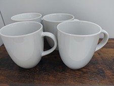4 M&S Andante Coffee Mugs Stoneware White 350ml Round VGC