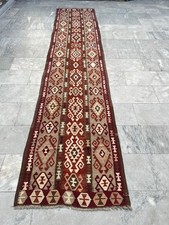 Tribal Aztec Vegetable Dyed Handmade Pure Wool Afghan Chobi Kilim Runner Rug