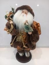 Old World Musical SANTA CLAUS with wooden Stand 16" Tall