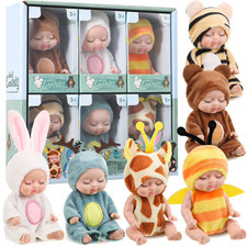 6pcs Reborn Doll Toy Set Realistic Sleeping Newborn Toy Mini Baby Xmas Gift Cute