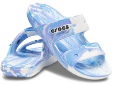 Crocs  Unisex Classic Crocs Marbled Sandal | White/Oxygen | Authentic New