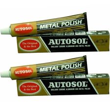 2 x Autosol Solvol Chrome Metal Polish Tube Cleaner Aluminium Brass Steel 75ml