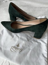 Emmy London Green Low Heeled Court Shoe. 
