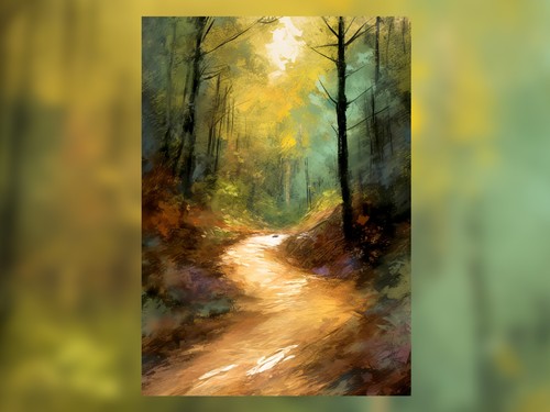 Enchanted woodland path - woodland, 5"x7"