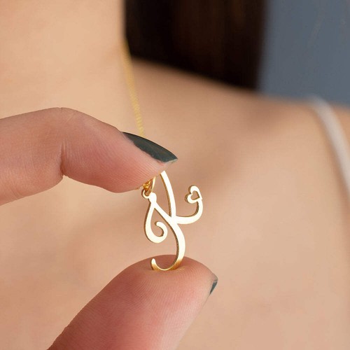 Heart initial necklace - necklace, for
