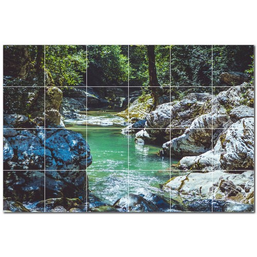 River ceramic tile - ceramic, mural