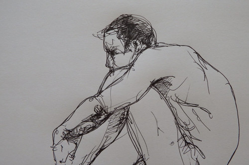 Ink male nude drawing - of, a