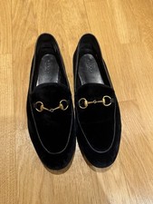 Gucci Women's Suede Black Horsebit Jordaan Loafers Mules EU 38/Uk 5