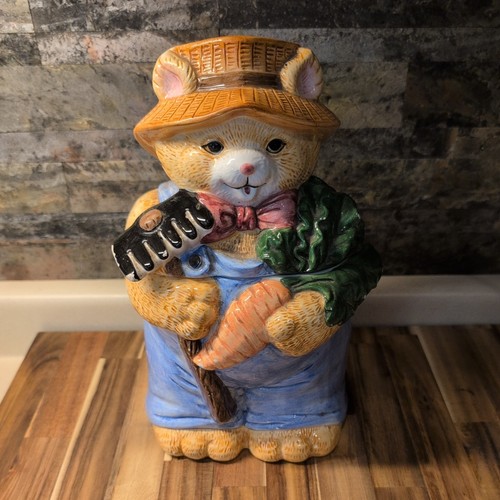 Vtg farmer rabbit ceramic - farmer,