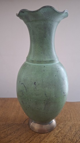 Vintage brass vase verdigris - brass,