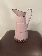 VINTAGE FRENCH BLUSH SOFT PINK GOLD ENAMEL JUG 