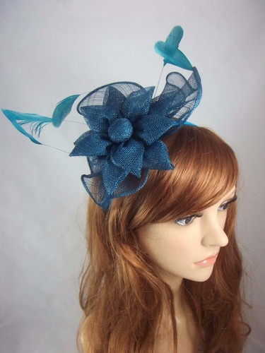 Teal green sinamay corsage - teal,