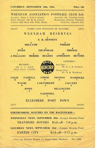 Wrexham reserves ellesmere - wrexham,