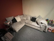 Grey Three Seater Fabric Corner Sofa Settee Couch Living Room Furniture