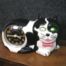 Jinmei 1989 Cat Alarm Clock Retro Japan Collection Fully Functional Anaolog