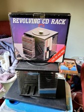 VTG.REVOLVING (CD X56) & VHS (Cassettes x 12) Storage Rack.9x9 in