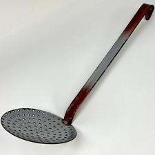 Vintage French Rustic Country Farmhouse Kitchen Enamel Ladle Cooking Utensil