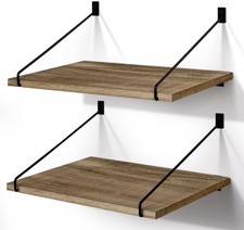 Petrala Wall Shelves Wooden Rustic Floating Shelves Wide Set of 2 Hanging 30cm 