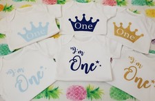 Baby Boys Girls First 1st Birthday Outfit Bodysuit Romper Top Vest Cake Smash 